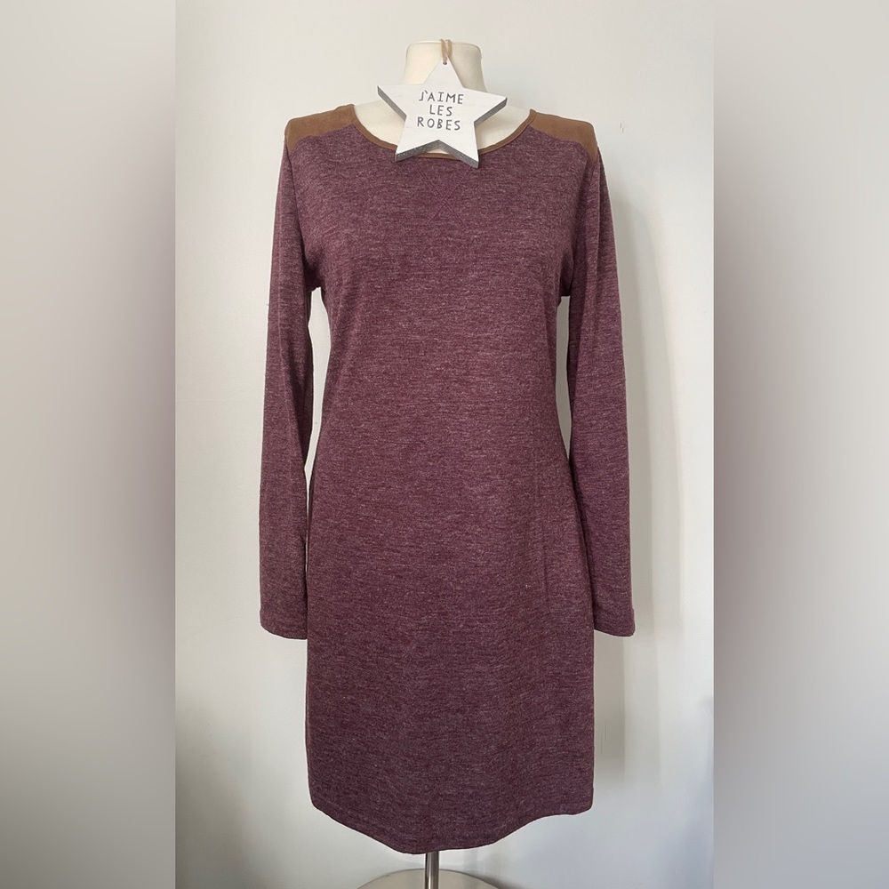 Ya Los Angeles Heathered Maroon/Purple Long Sleeve Dress